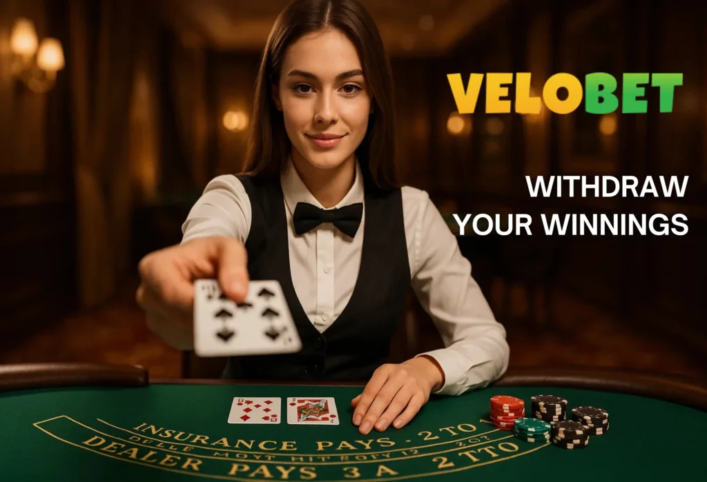 Withdraw your winnings from Velobet Casino.